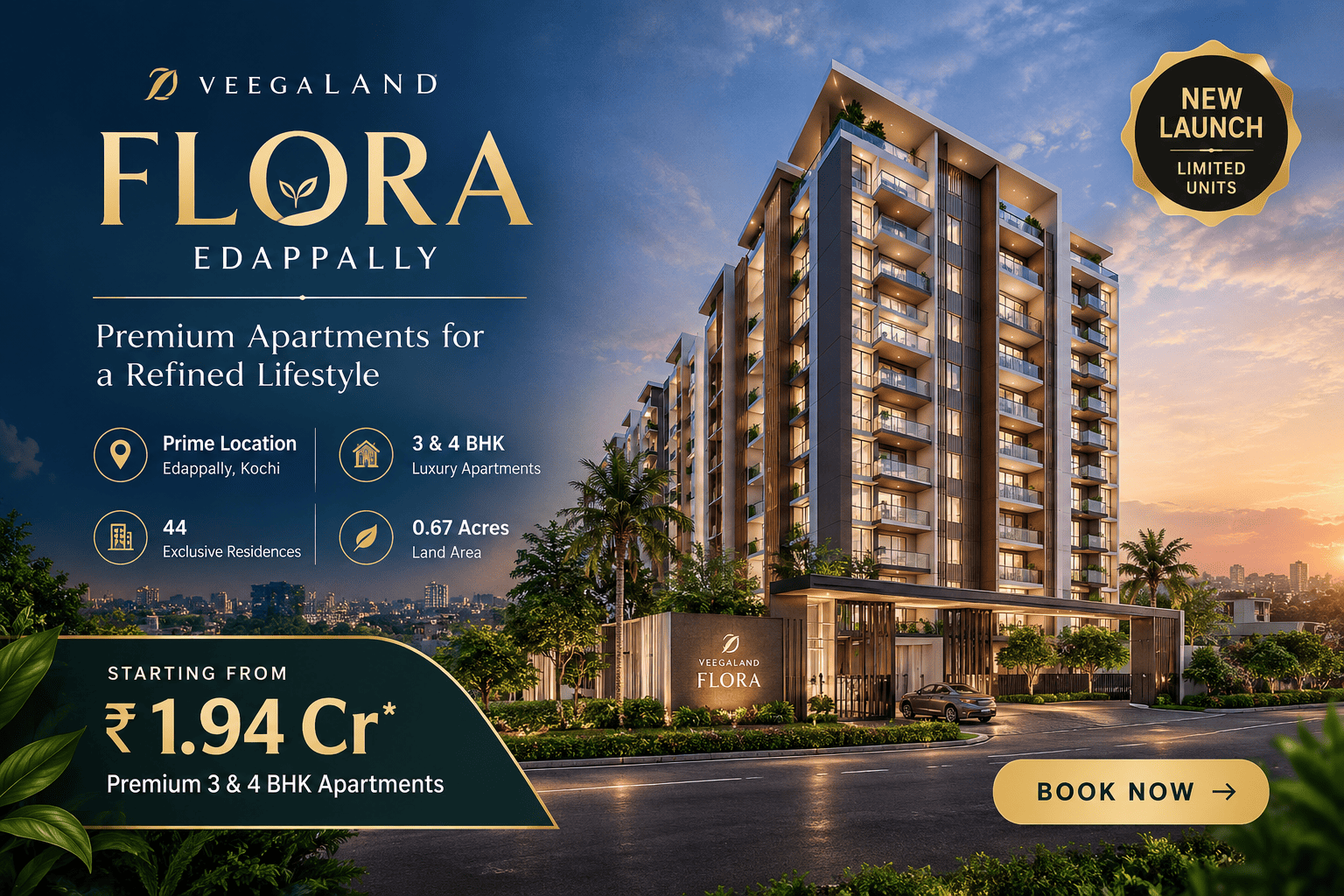 Veegaland Flora Edappally - Premium Apartments in Edappally Kochi