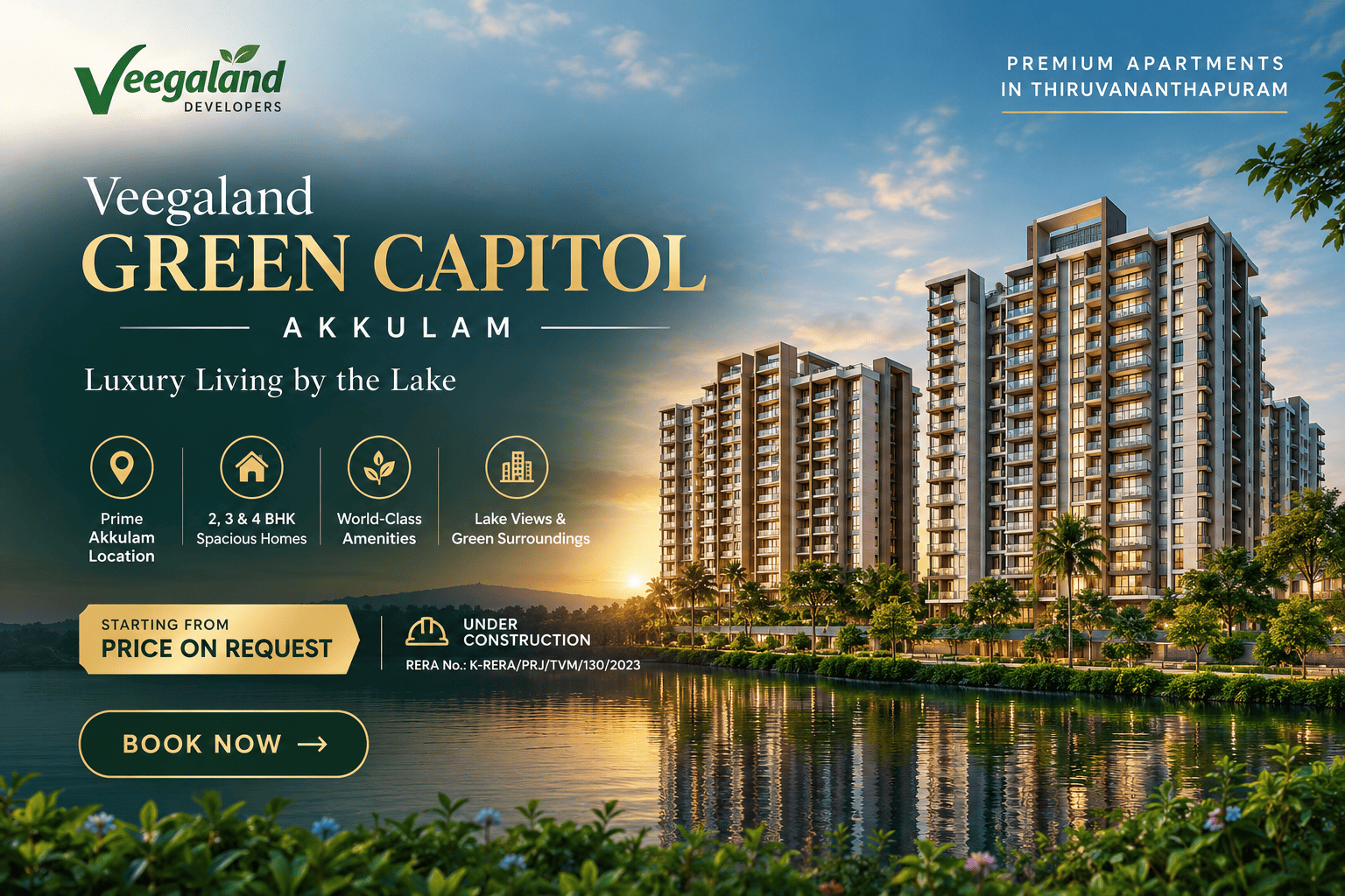 Veegaland Green Capitol Akkulam - Premium Apartments in Akkulam Thiruvananthapuram